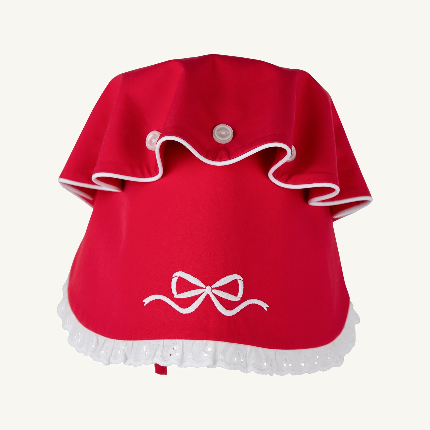 Bellefaire Bonnet - Broadcloth Eyelet Richmond Red Worth Ave White Bow