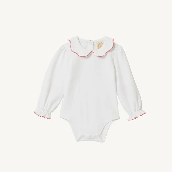 Emma's Elbow Patch Top Worth Avenue White with Richmond Red Flowers
