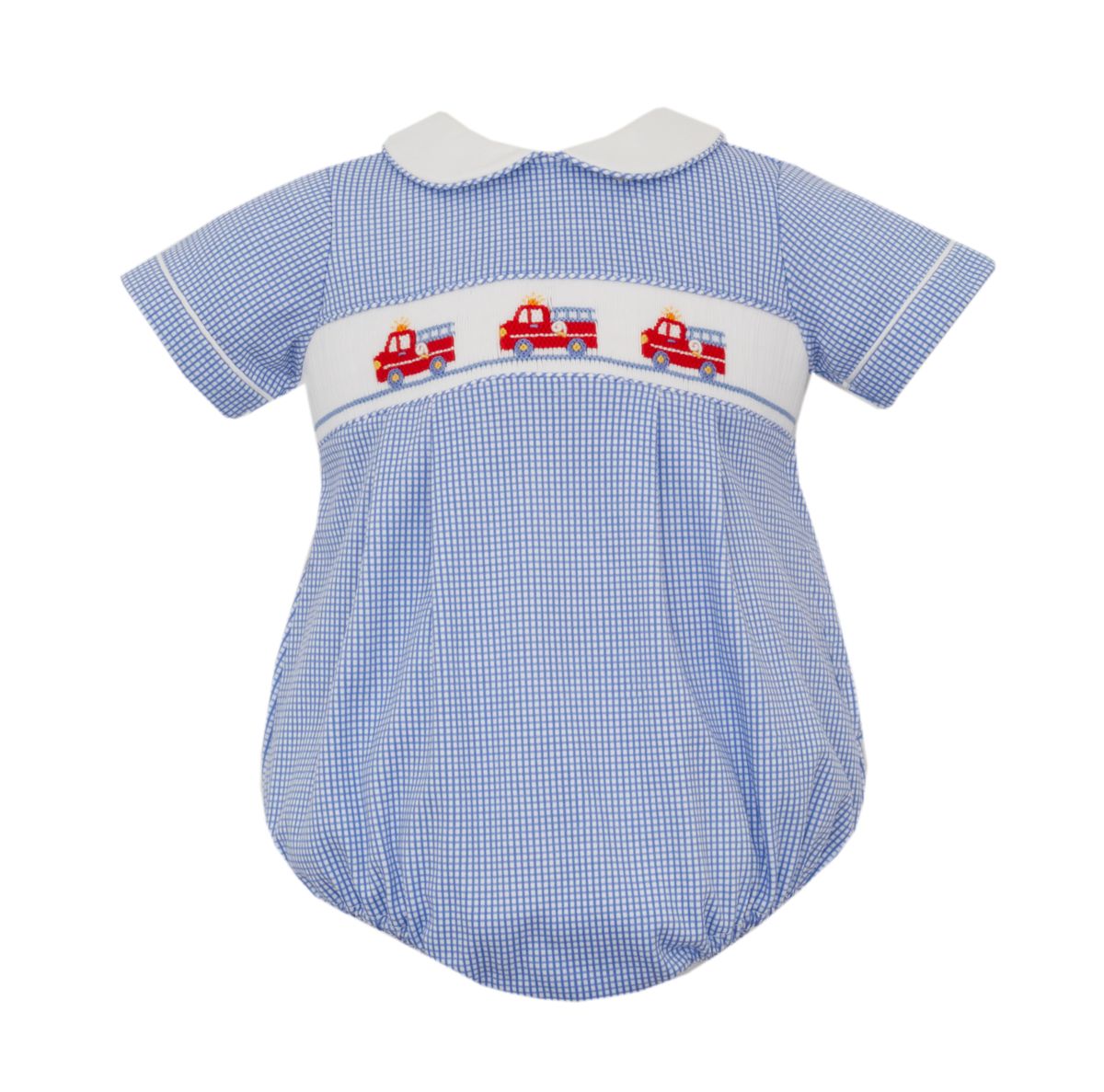 Royal Blue Gingham Bubble-Firetrucks