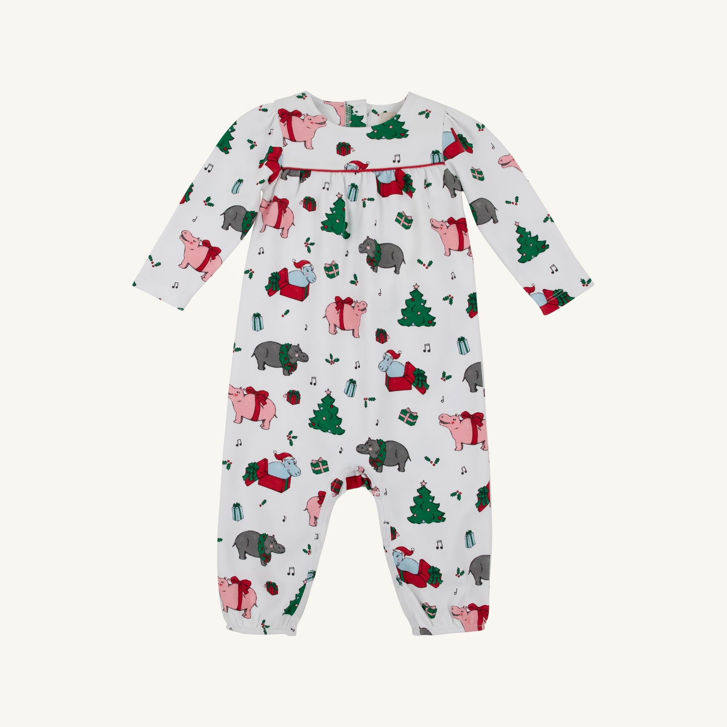 Long Sleeve Penny's Playsuit - Heavy Weight I Want a Hippopotamus Richmond Red