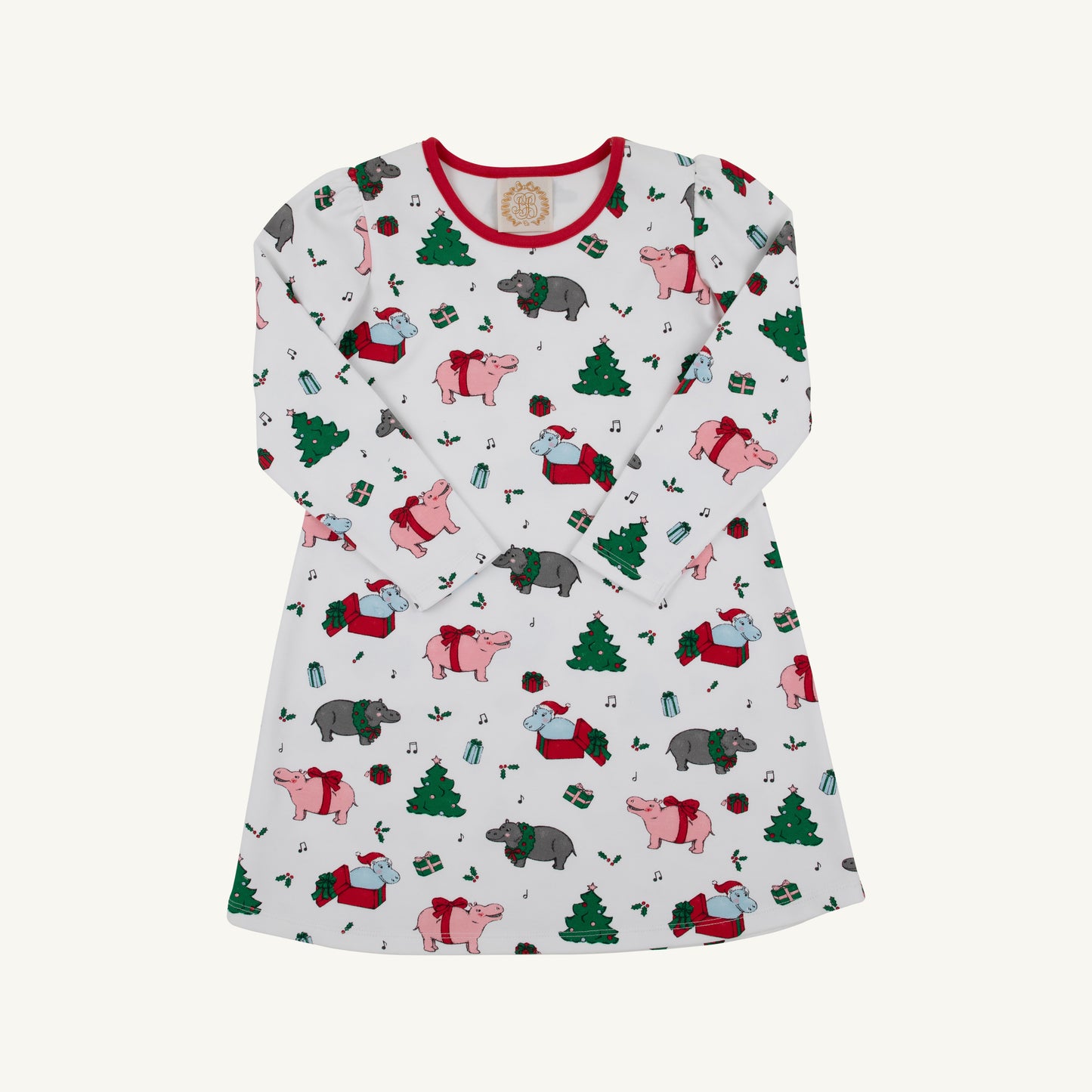 Long Sleeve Penny's Play Dress - Heavy Weight I Want a Hippopotamus Richmond Red
