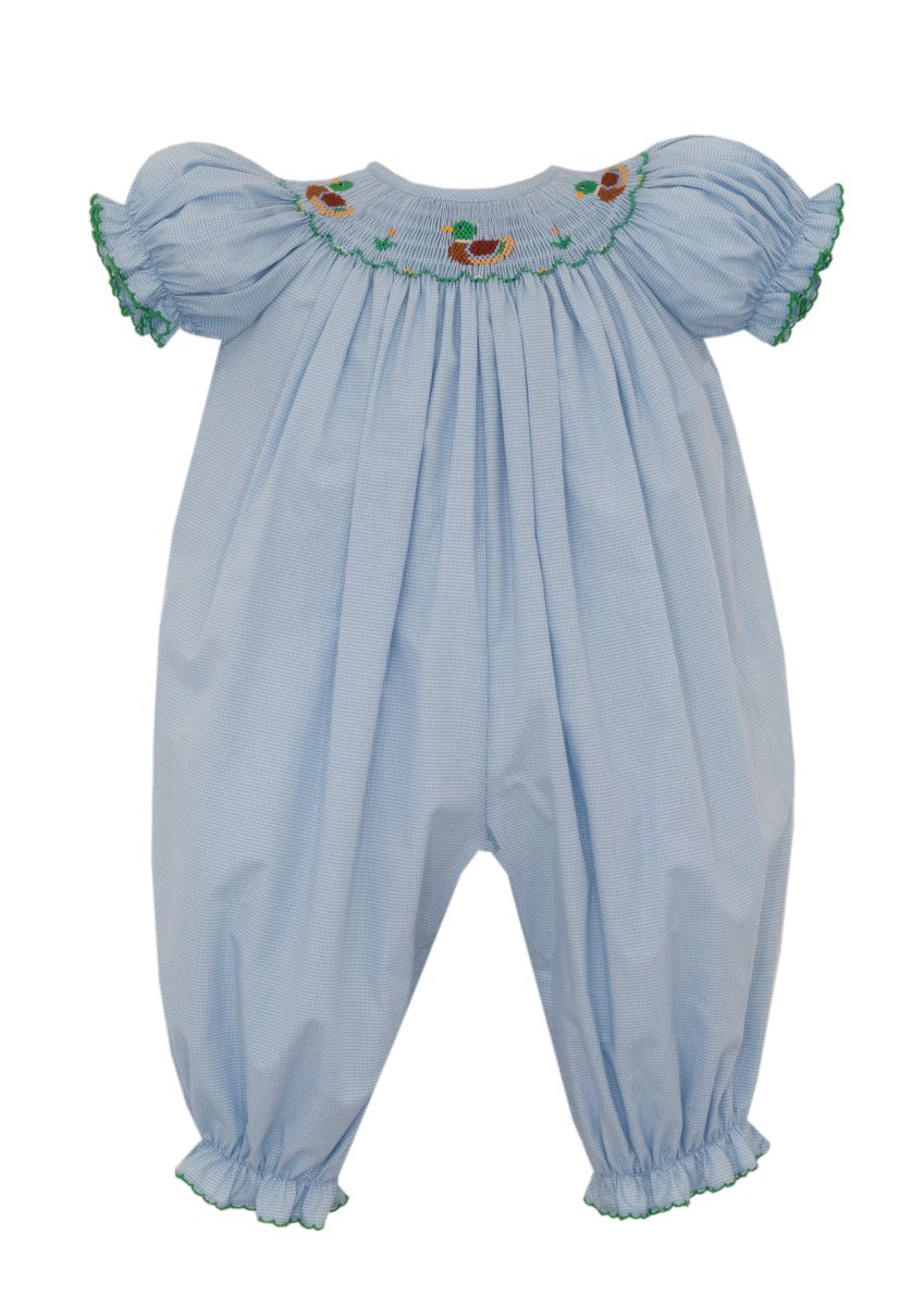 Mallard Duck Light Blue Microcheck Long Bishop Bubble