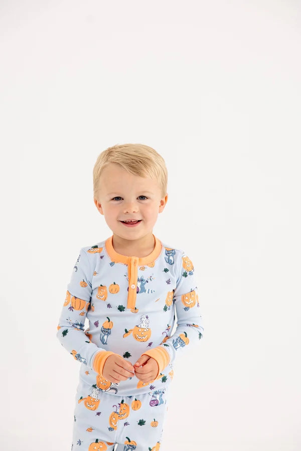 Payton Pajama Set Candy & Critters (Buckhead Blue) with Seashore Sherbet