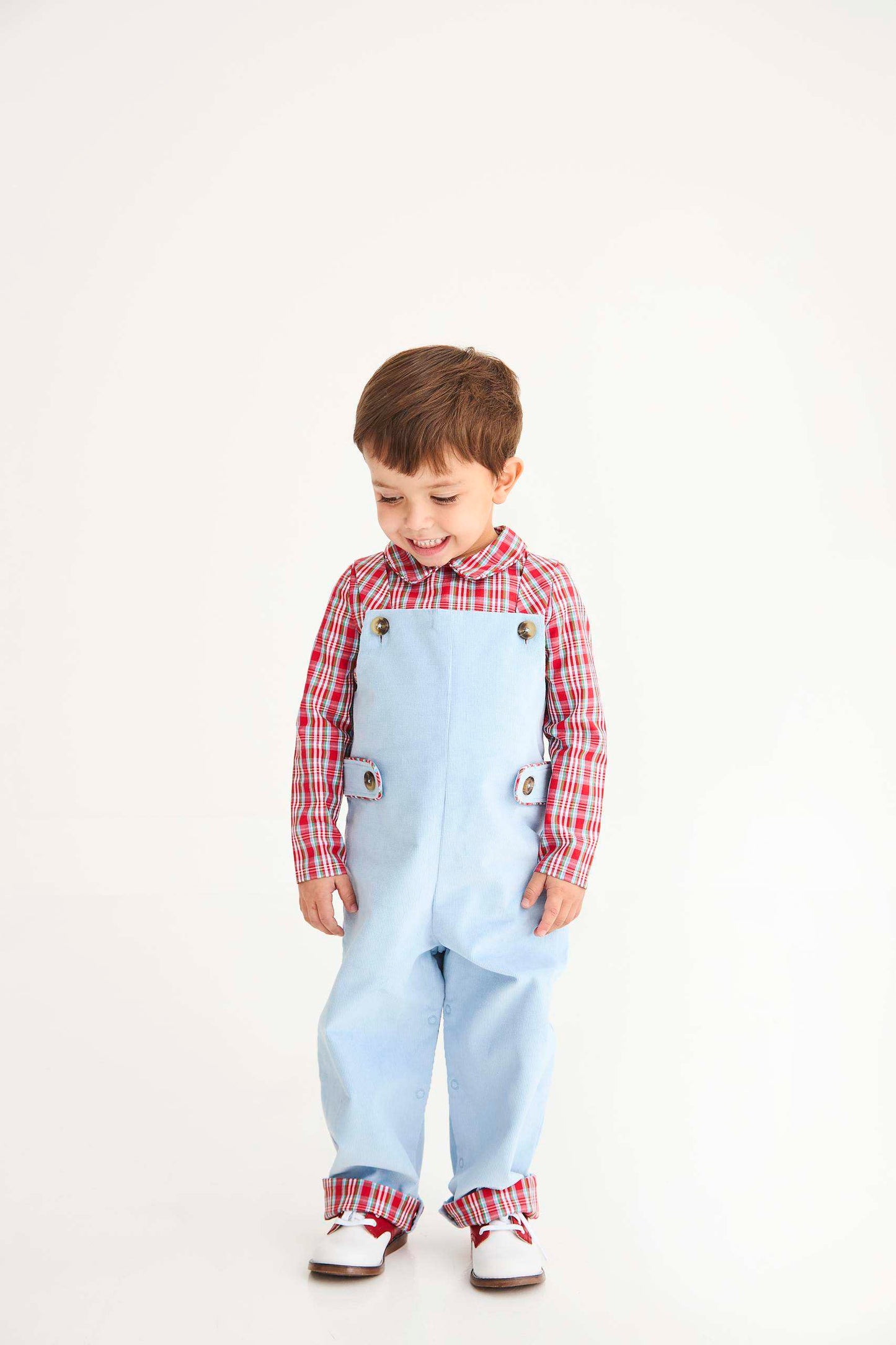 Peter Pan Collar Shirt Onesie Woven Yarn Woodspoint Plaid
