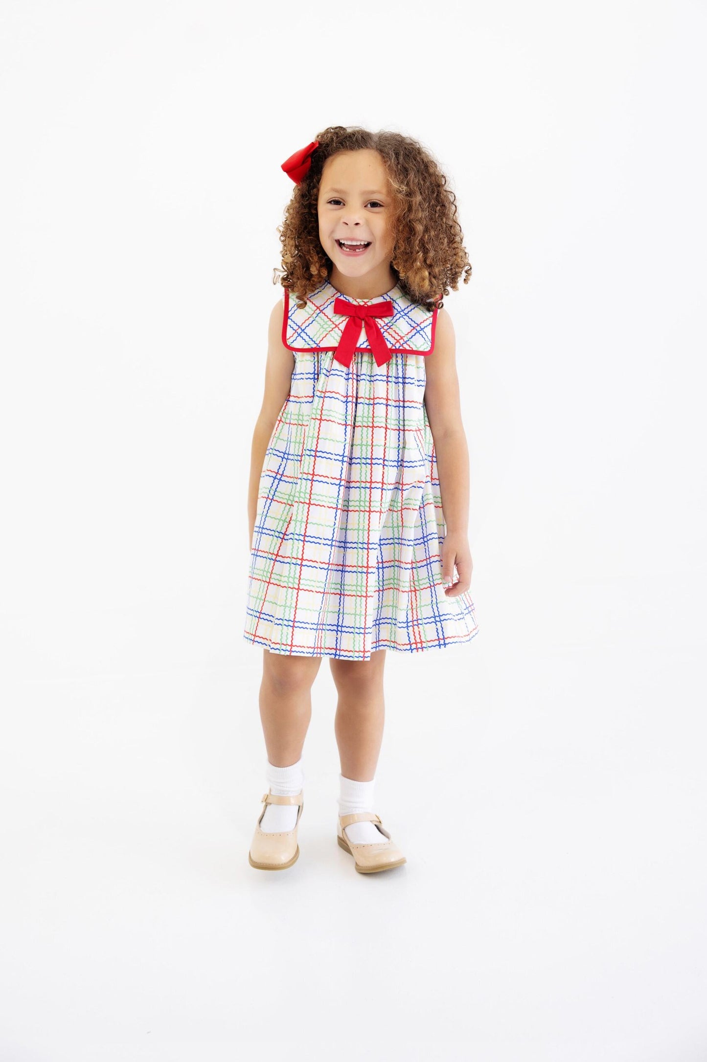 Stewart’s Square Collared Dress Wellington Windowpane Richmond Red