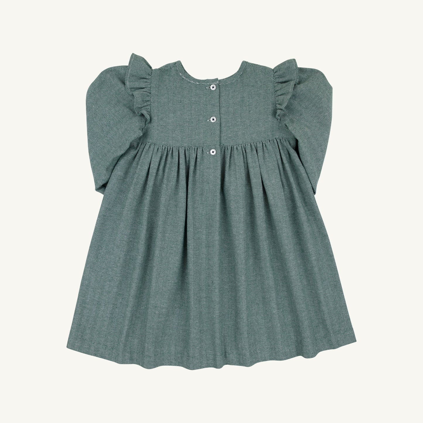 Long Sleeve Daphne Dress Grier Green Herringbone Nantucket Navy