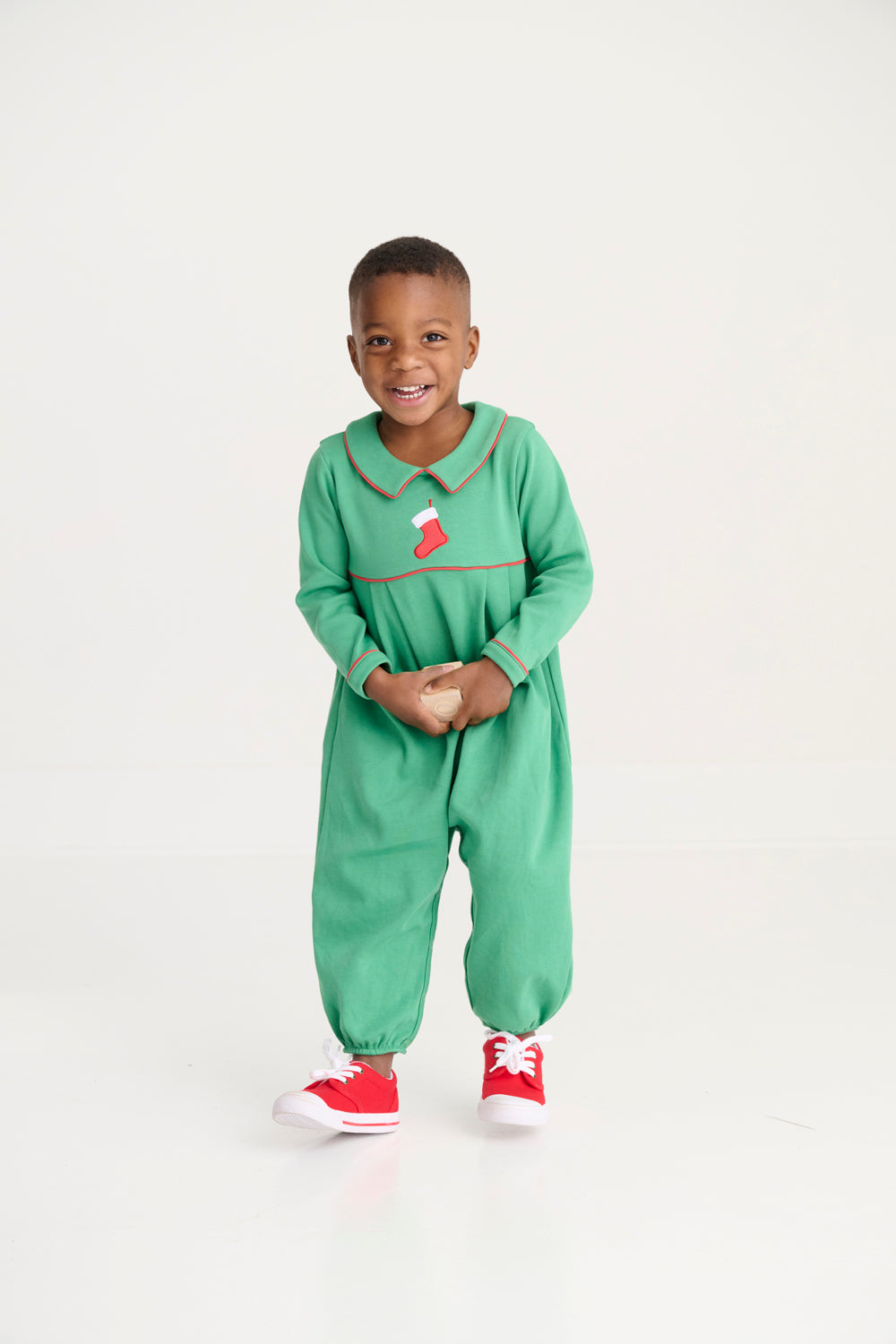 Long Sleeve Bradford Romper Collar Kiawah Kelly Green Richmond Stocking