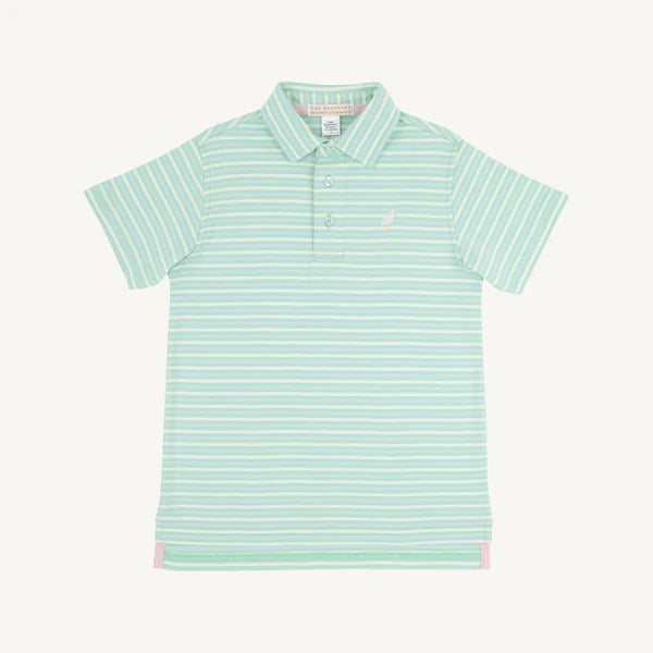 Prim & Proper Polo & Onesie Sumner County Stripe (Grace Bay Green) with Multicolor Stork
