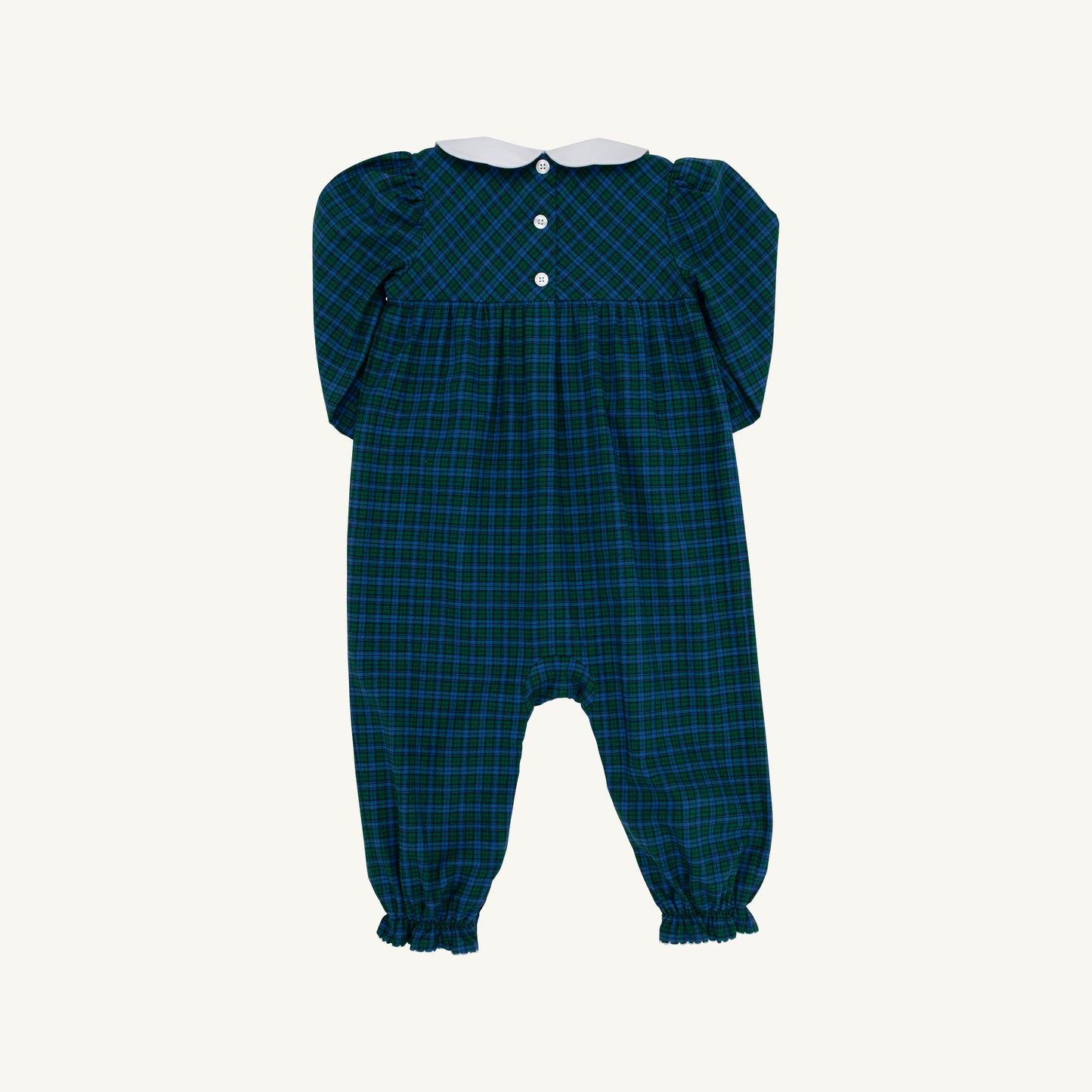 Long Sleeve Britt Romper Woodlake Point Plaid Worth Ave White