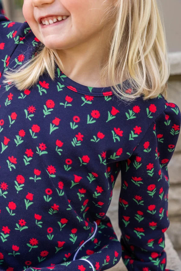 Sadie Sweatshirt Dress Prescott Farm Flowers with Worth Avenue White