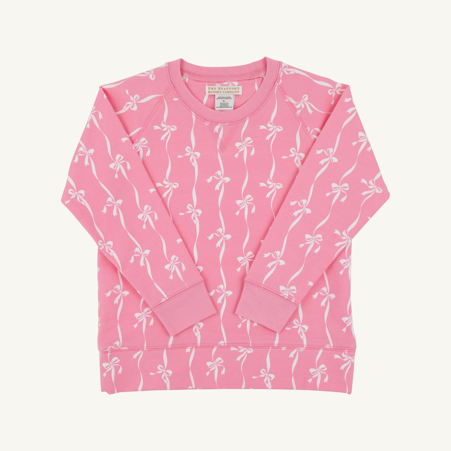 Cassidy Comfy Crewneck Bell Court Bows Hamptons Hot Pink