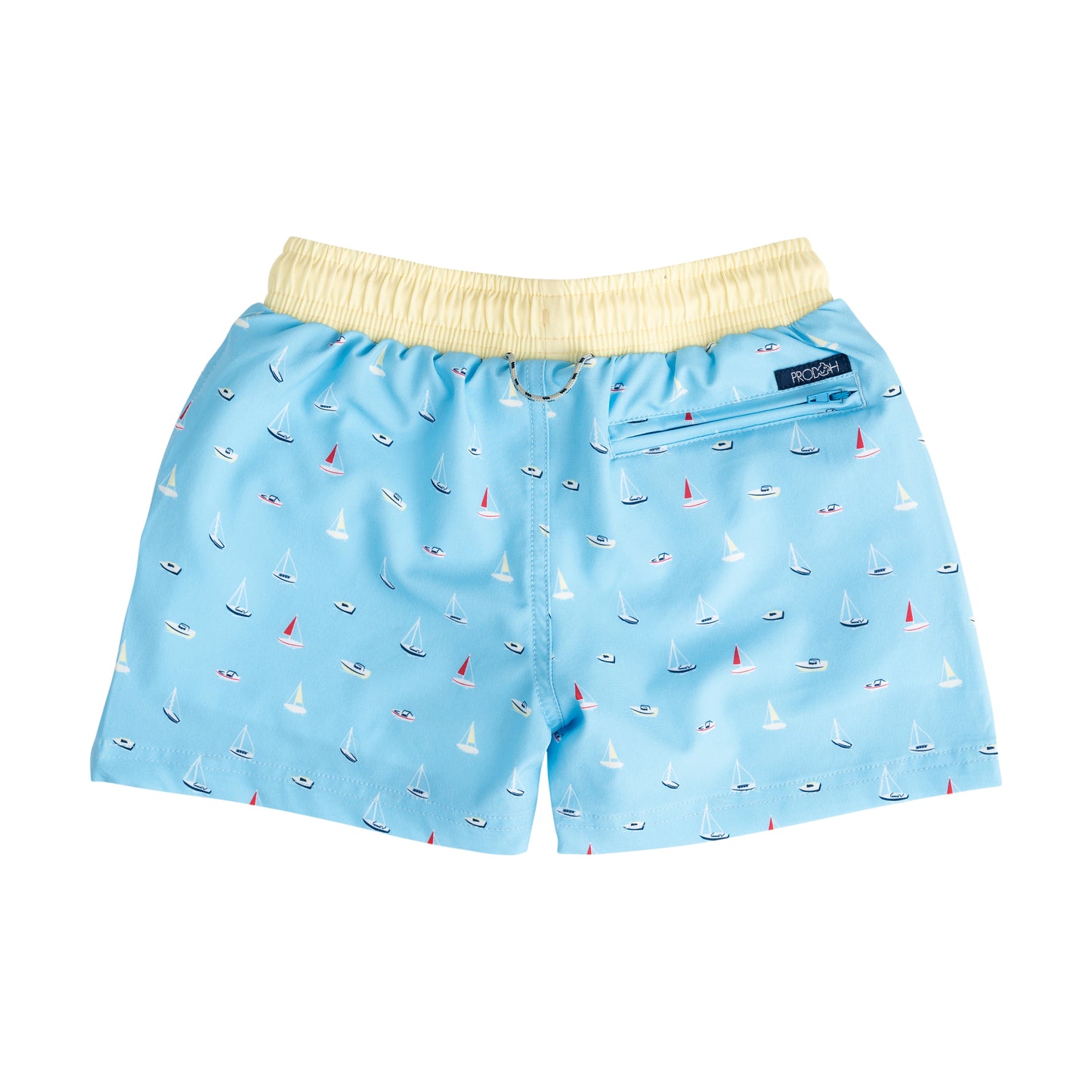 Boys Boogie Board Swim Trunk-Baltic Sea Boats in the Bay Print