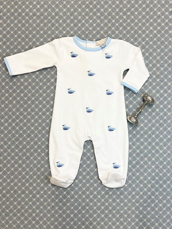 Rock Me Romper Embroidery Worth Ave White/Ducks