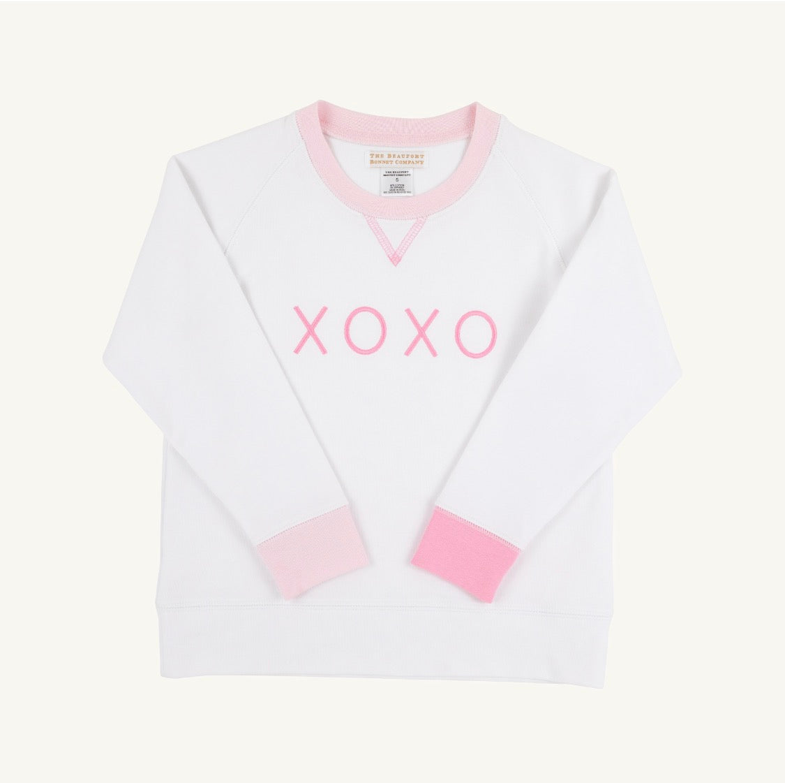 Cassidy Comfy Crew Worth Avenue White with Palm Beach Pink & Hamptons Hot Pink XOXO Applique