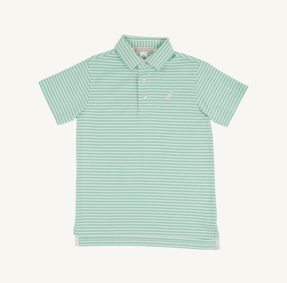 Prim & Proper Polo & Onesie Grace Bay Green Stripe with Multicolor Stork