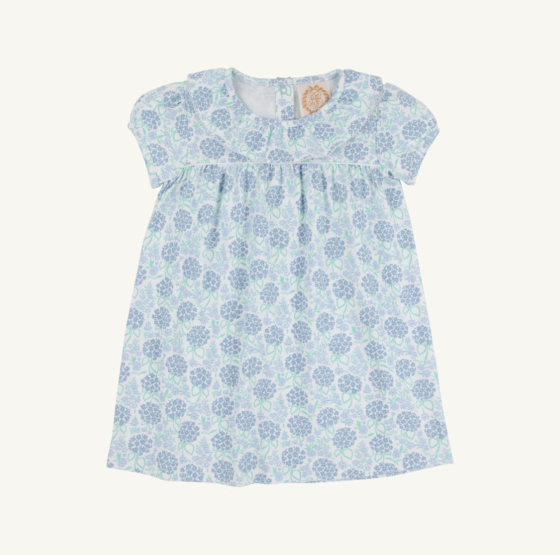Short Sleeve Ramona Ruffle Dress Handful of Hydrangeas Worth Avenue White