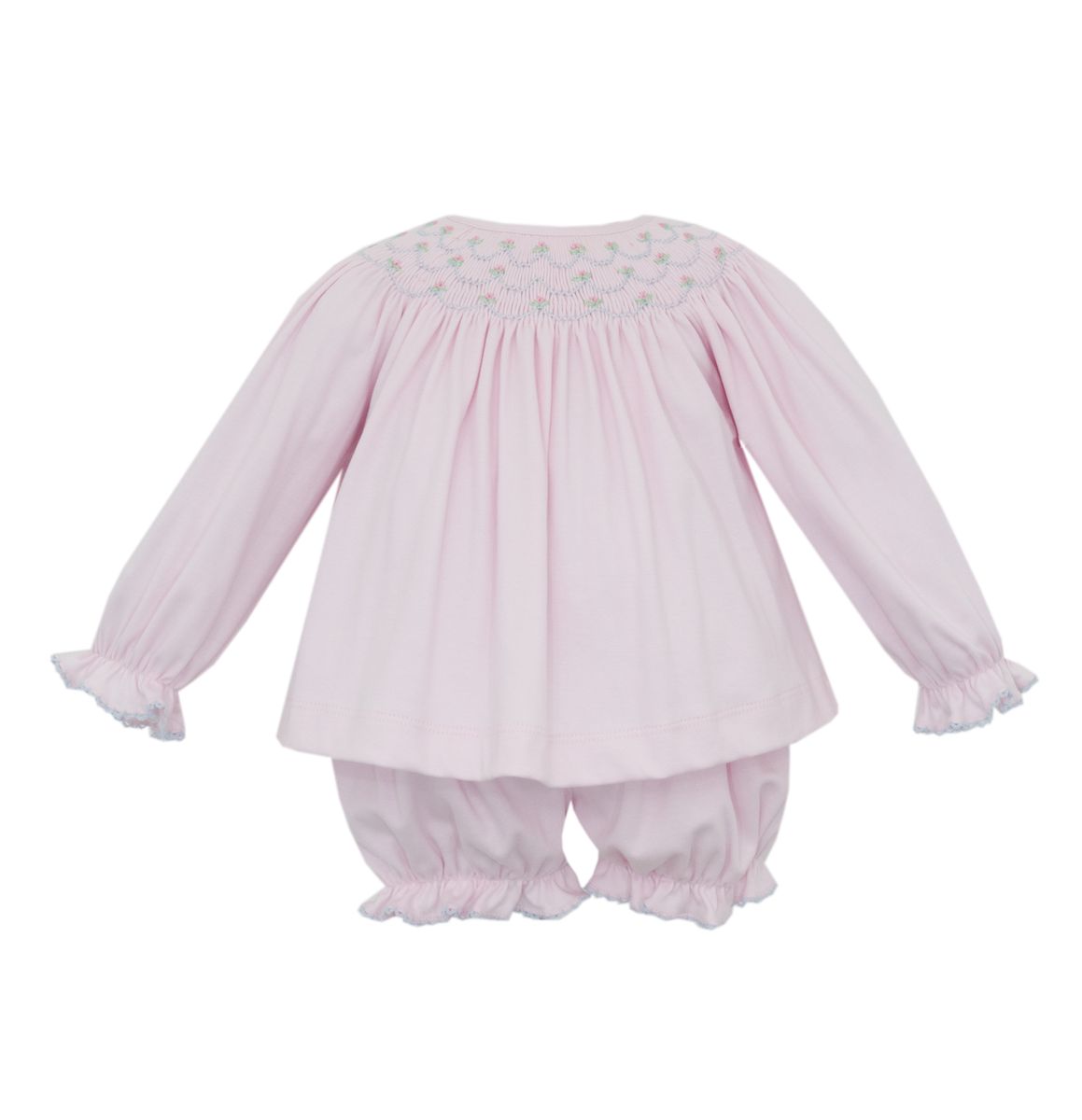 Ellie Solid Pink Knit L/S Bishop Bloomer Set