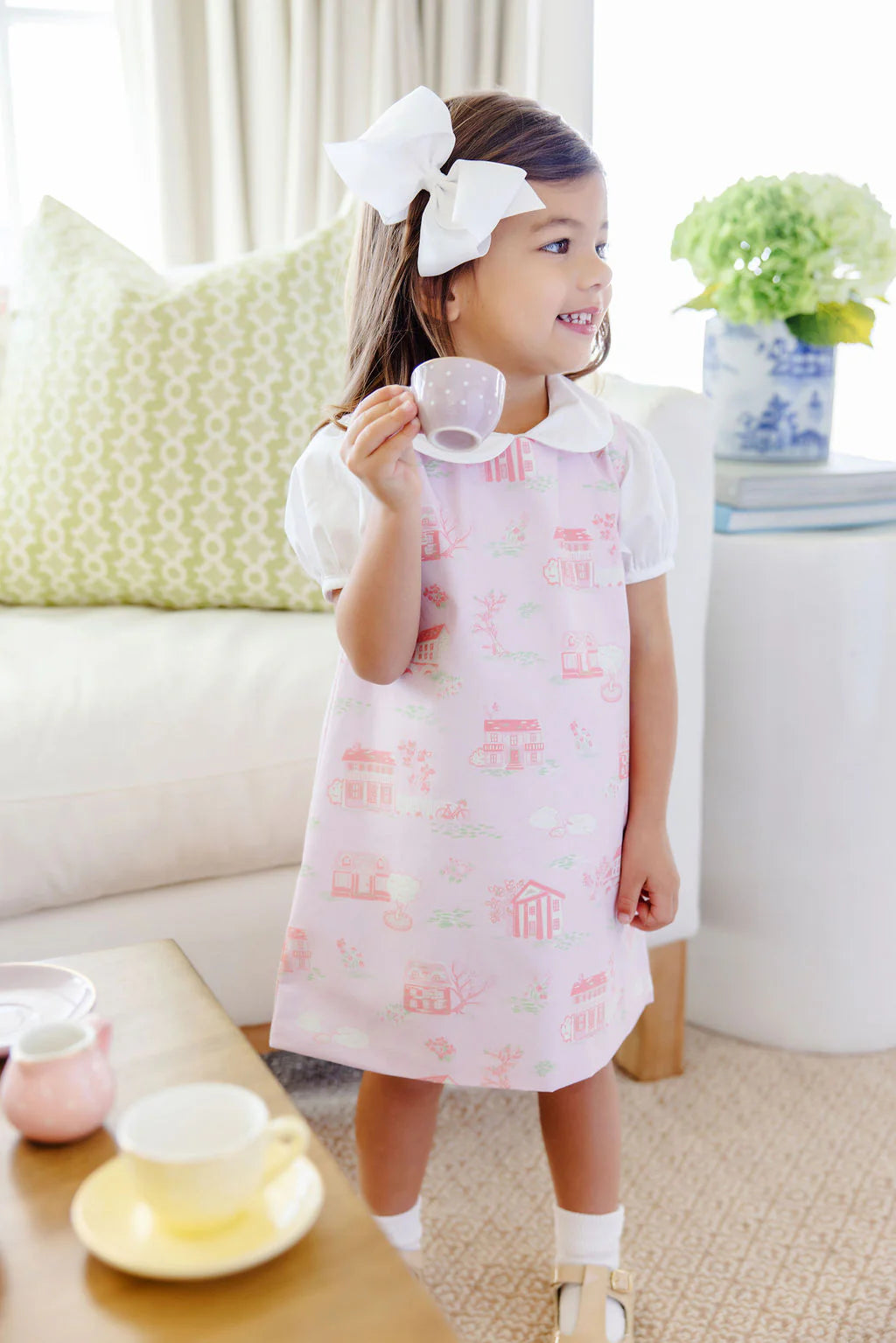 Maude's Peter Pan Collar Shirt & Onesie (Short Sleeve Woven)Worth Avenue White