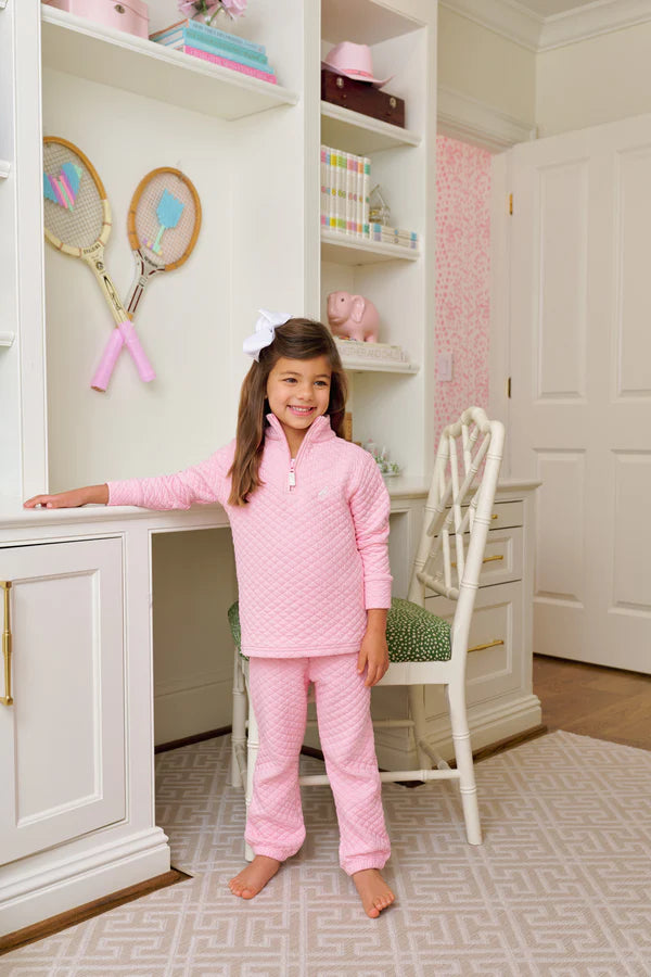 Canter Collar Half Zip (Quilted) Sandpearl Pink with Palmetto Pearl Stork