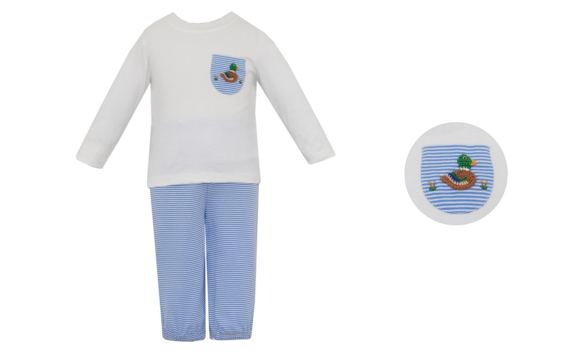 Mallard Duck Periwinkle Blue Stripe Set