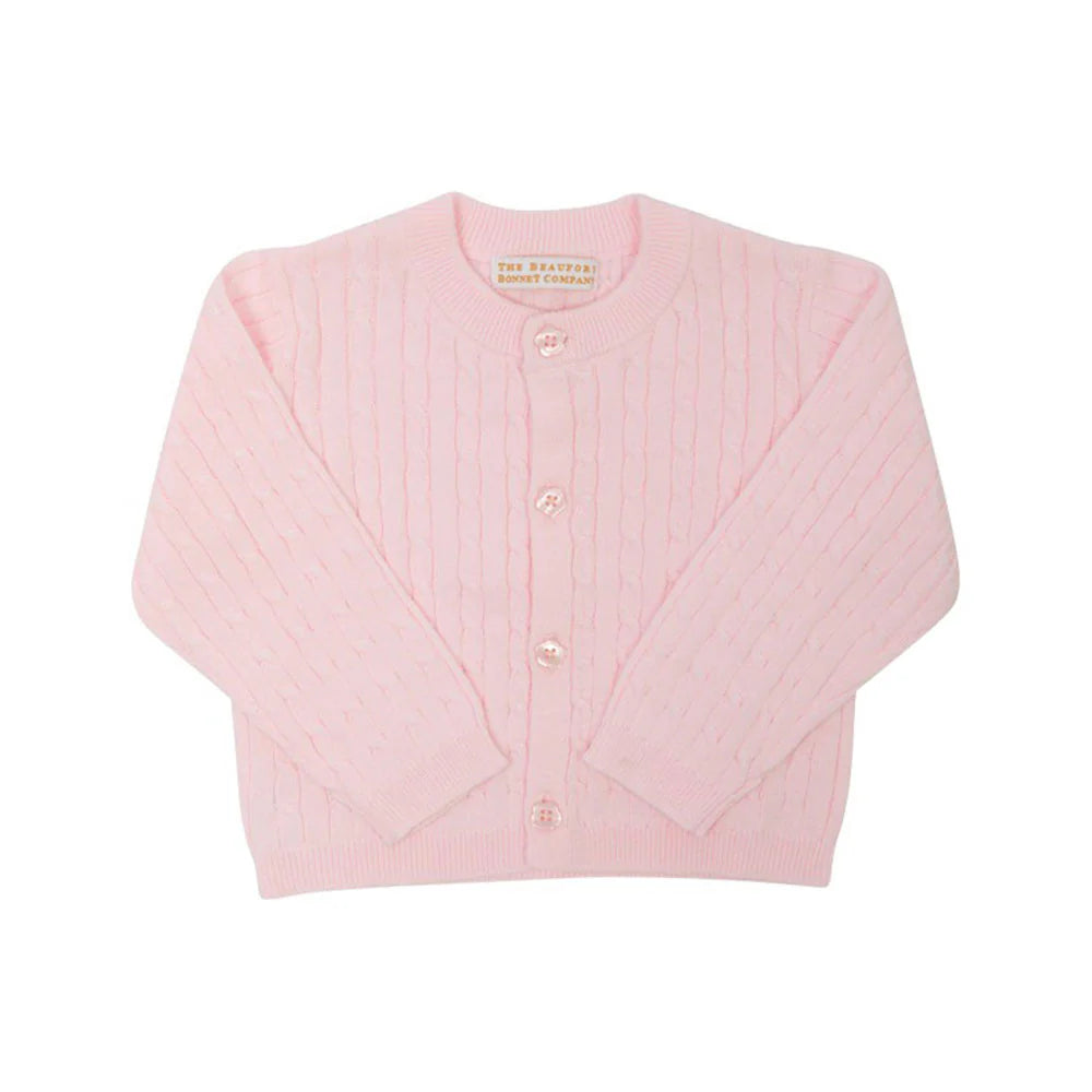 Cambridge Cardigan Cable Knit Palm Beach Pink