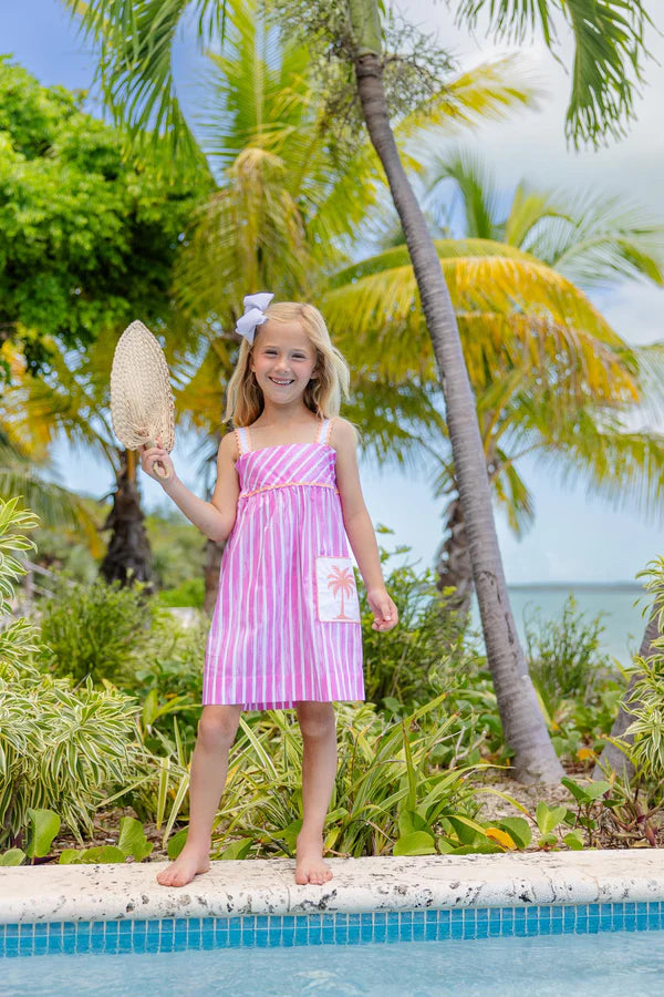 Millie Day Dress Sea Wall Stripe (Winter Park Pink) with Worth Avenue White