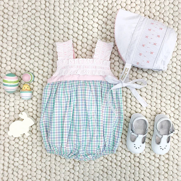 Sweetly Smocked Bonnet Worth Avenue White with Palm Beach Pink