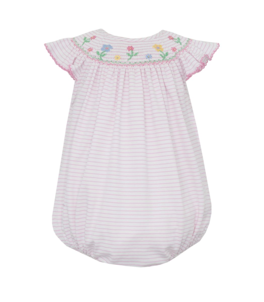 Pink Stripe Angel Sleeve Bubble - Flowers
