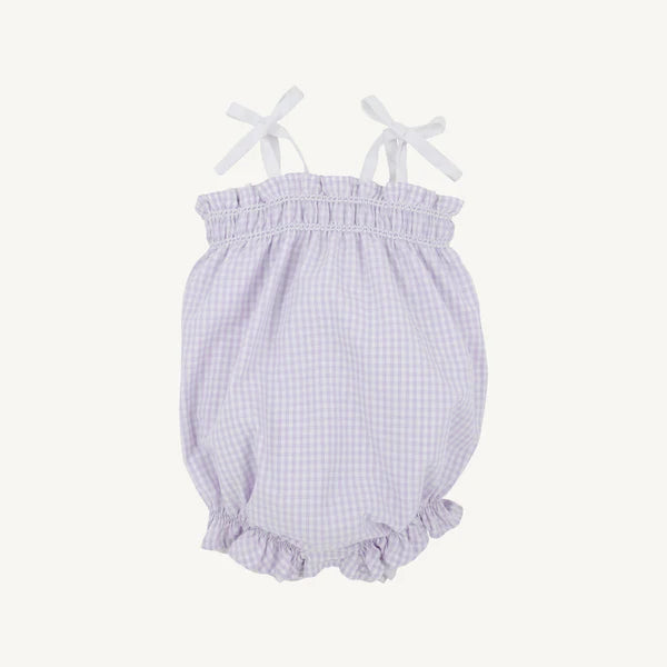 Roses Romper Lauderdale Lavender Gingham with Worth Avenue White