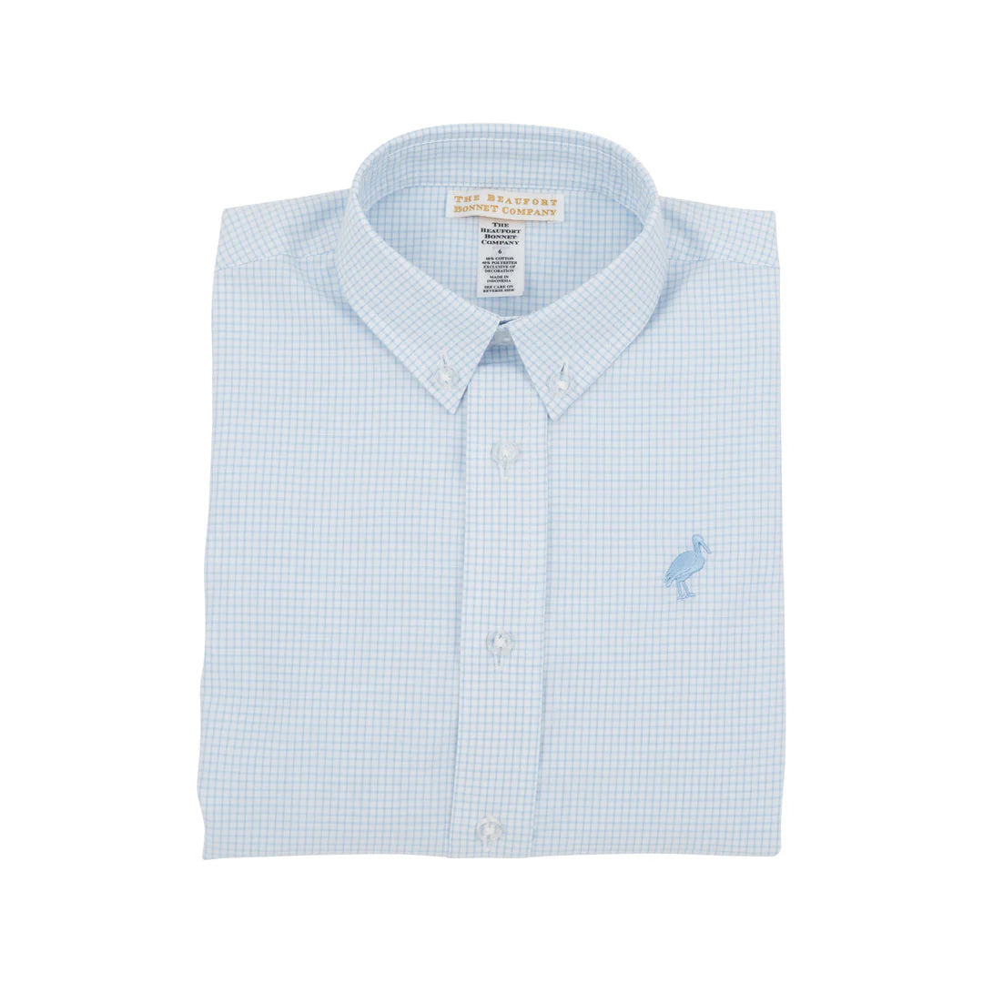 Dean's List Dress Shirt, Barrington Blue Mini Windowpane with Barrington Blue Stork