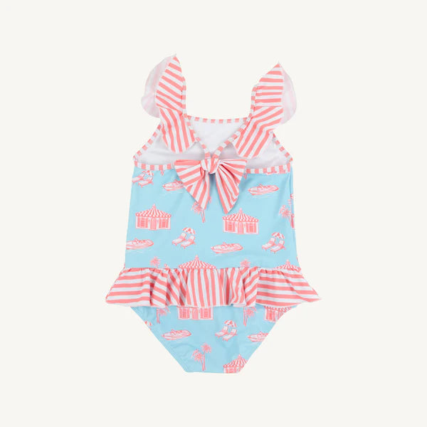 St. Lucia Swimsuit Parrot Cay Canopy with Parrot Cay Coral Stripe