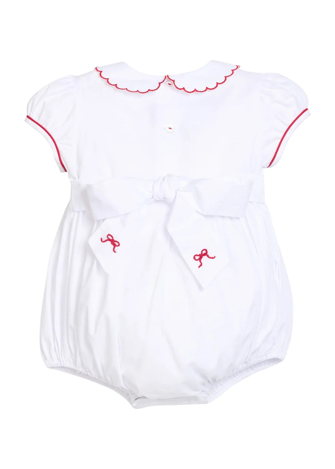 Smocked Louisa Bubble - Red Bow