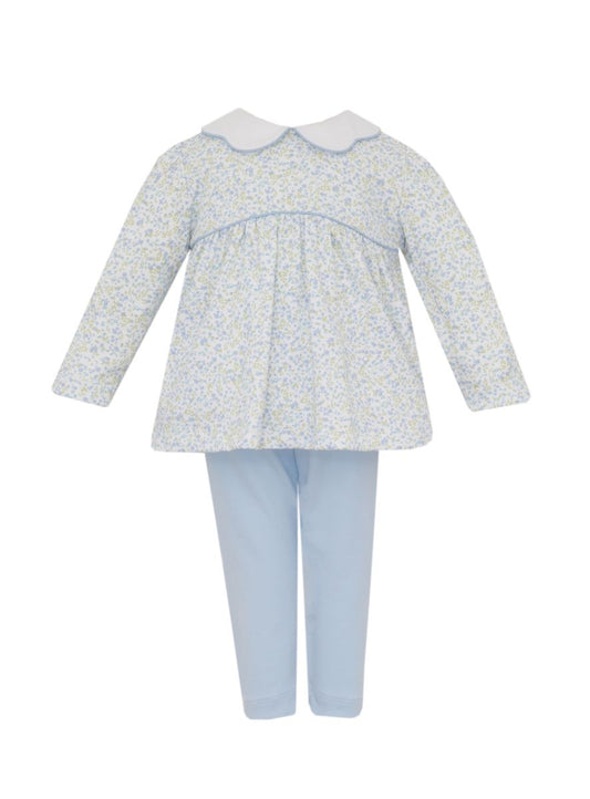 Caroline Tiny Blue Floral Knit Tunic Set