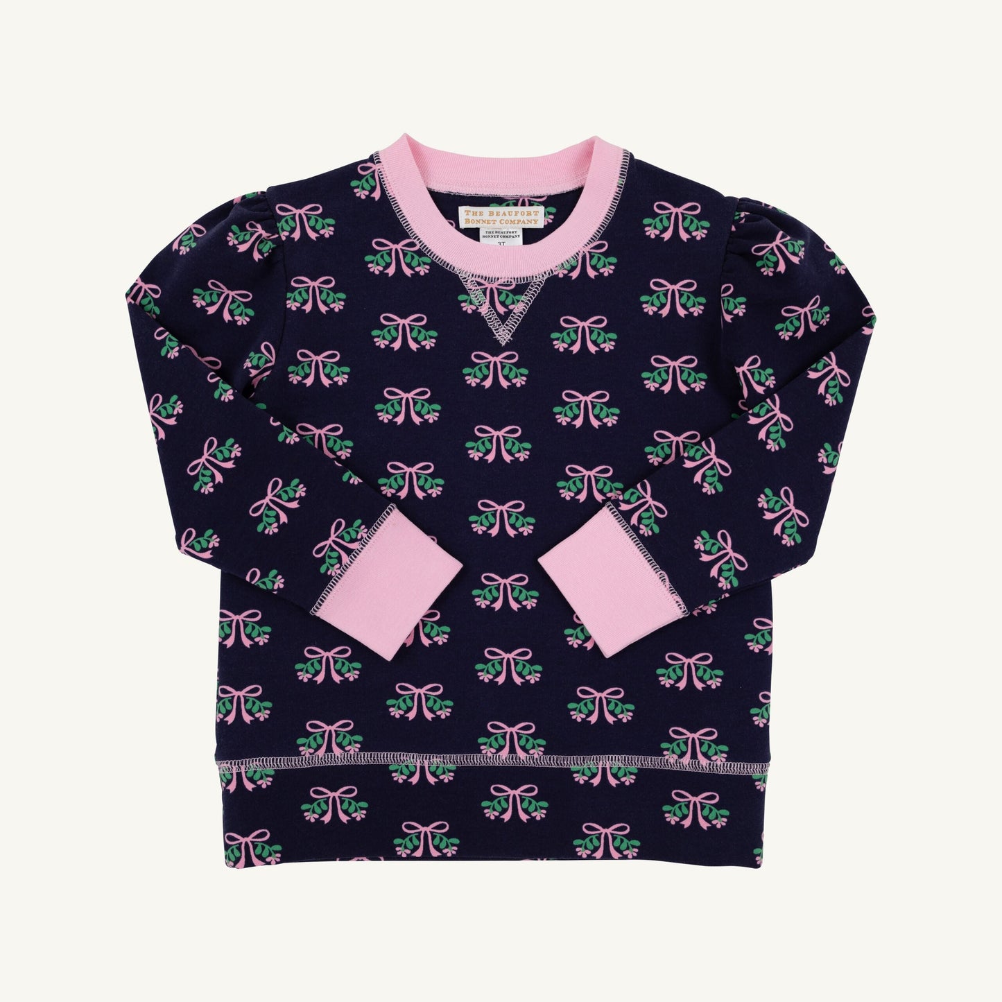 Cassidy Comfy Crewneck Puff Sleeve Beloved Bows Pier Party Pink