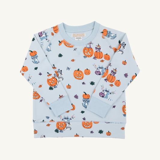 Cassidy Comfy Crewneck Boys French Terry Candy and Critters Buckhead Blue