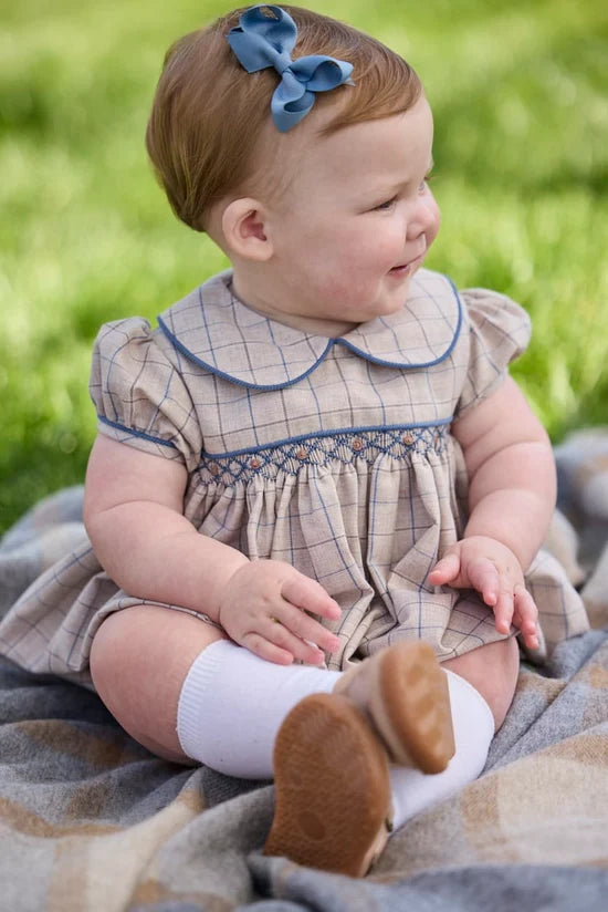 Smocked Natalie Bubble - Durham Windowpane