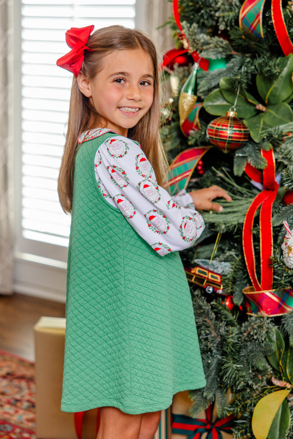 Maude's Peter Pan Collar Shirt Long Sleeve Pima North Pole Portrait Richmond Red