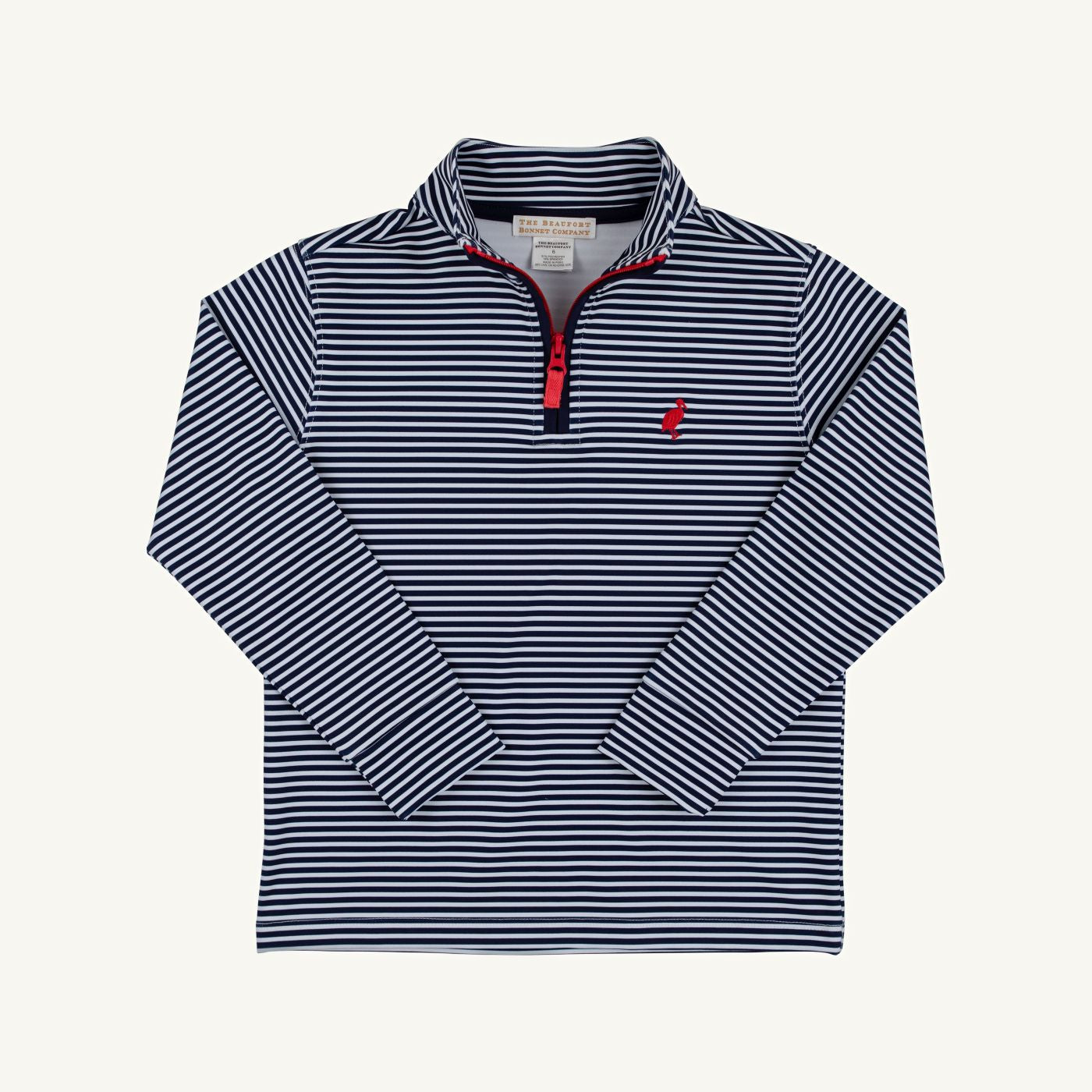 Prepletic™ Hayword Half Zip Nantucket Navy Stripe Richmond Red