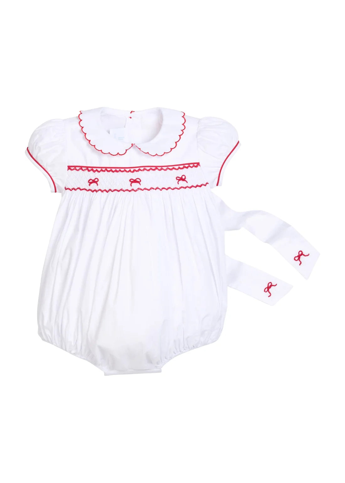 Smocked Louisa Bubble - Red Bow