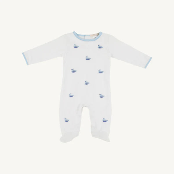 Rock Me Romper Embroidery Worth Ave White/Ducks