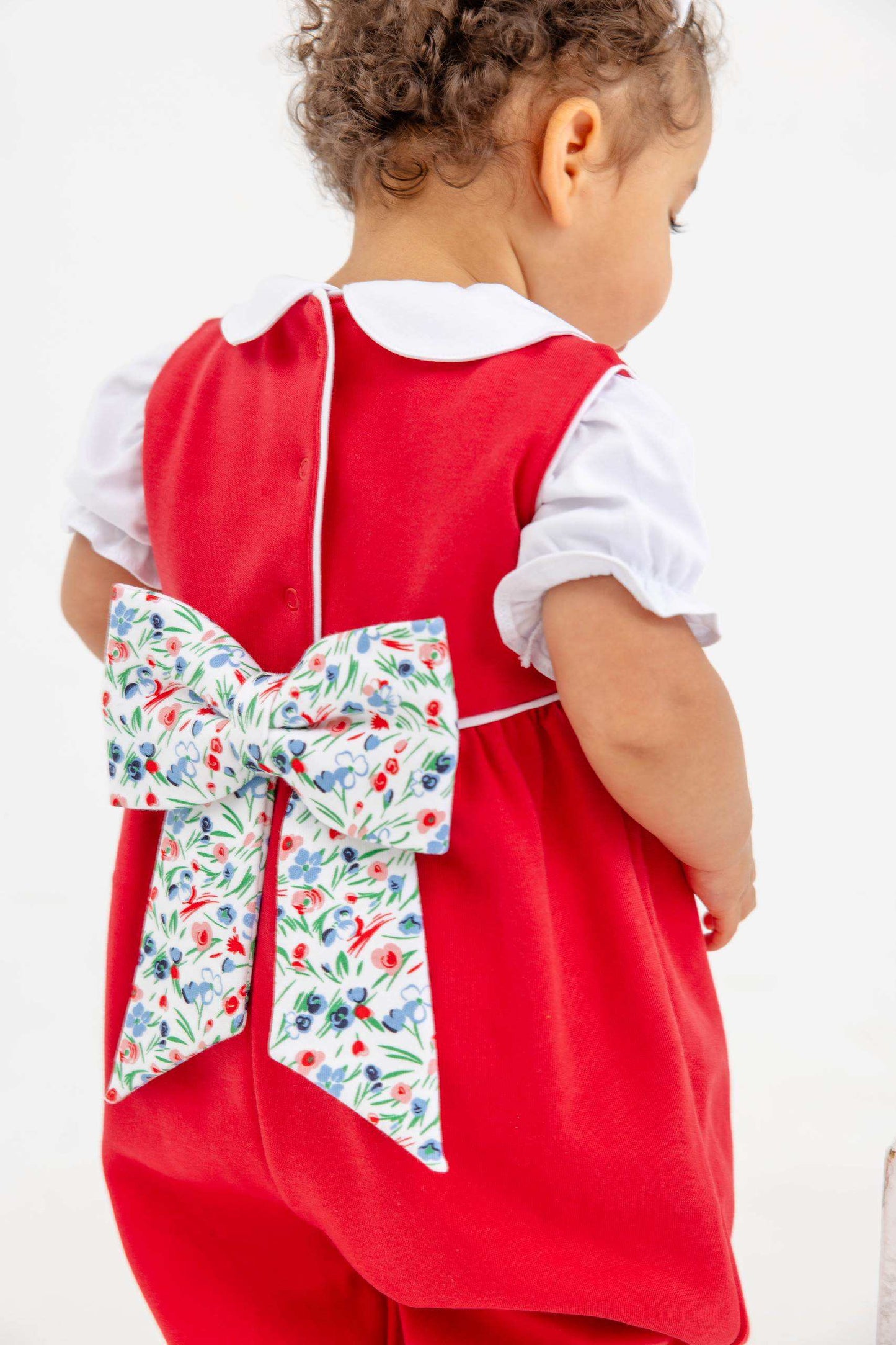 Sleeveless Rebecca Romper - Pima Richmond Red Fair St Floral