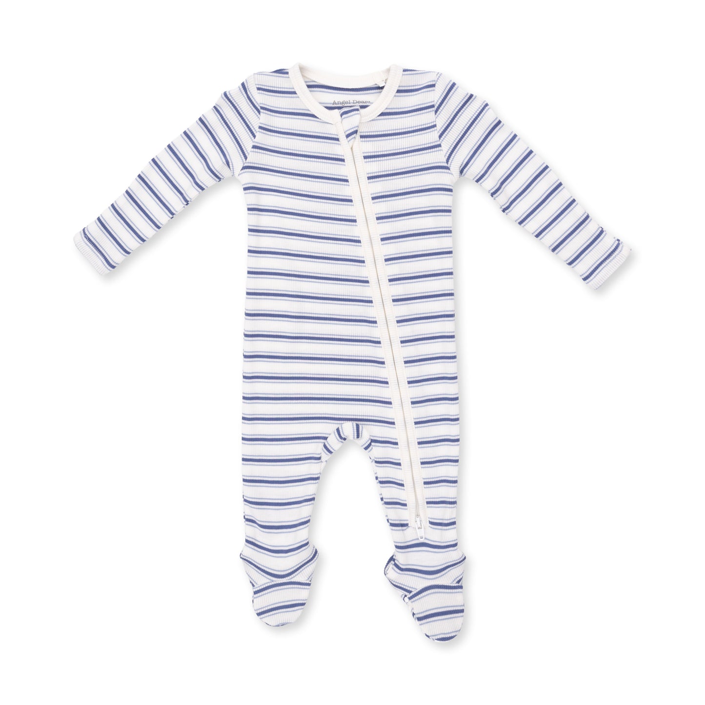 Vintage Stripe Blue 2 Way Zipper Footie