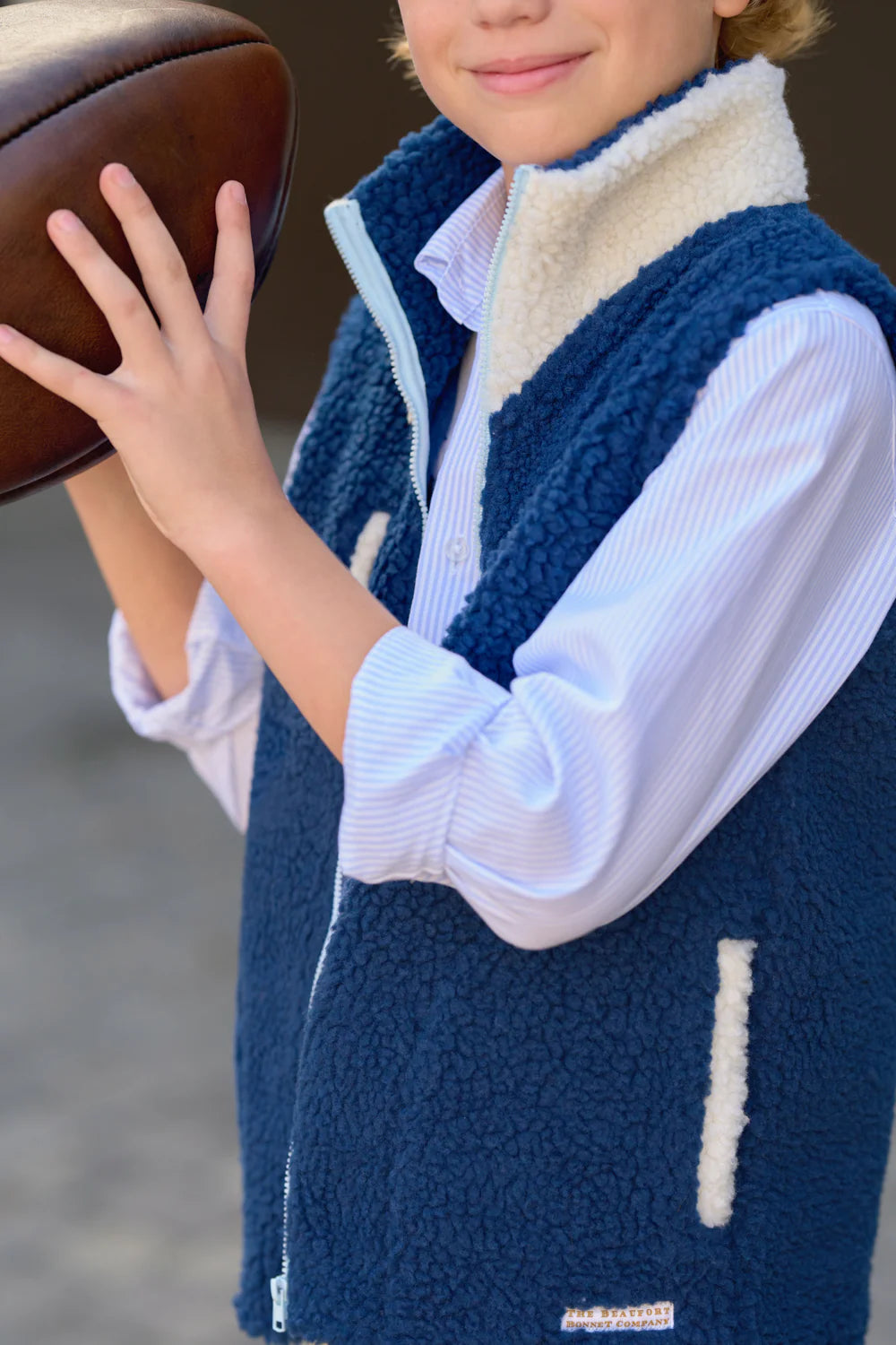 Van Camp Vest-Sherpa, Nantucket Navy, Palmetto Pearl/Barrington Blue