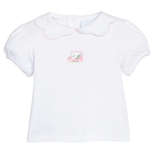 Crochet Peter Pan Blouse - Pink Golf Cart