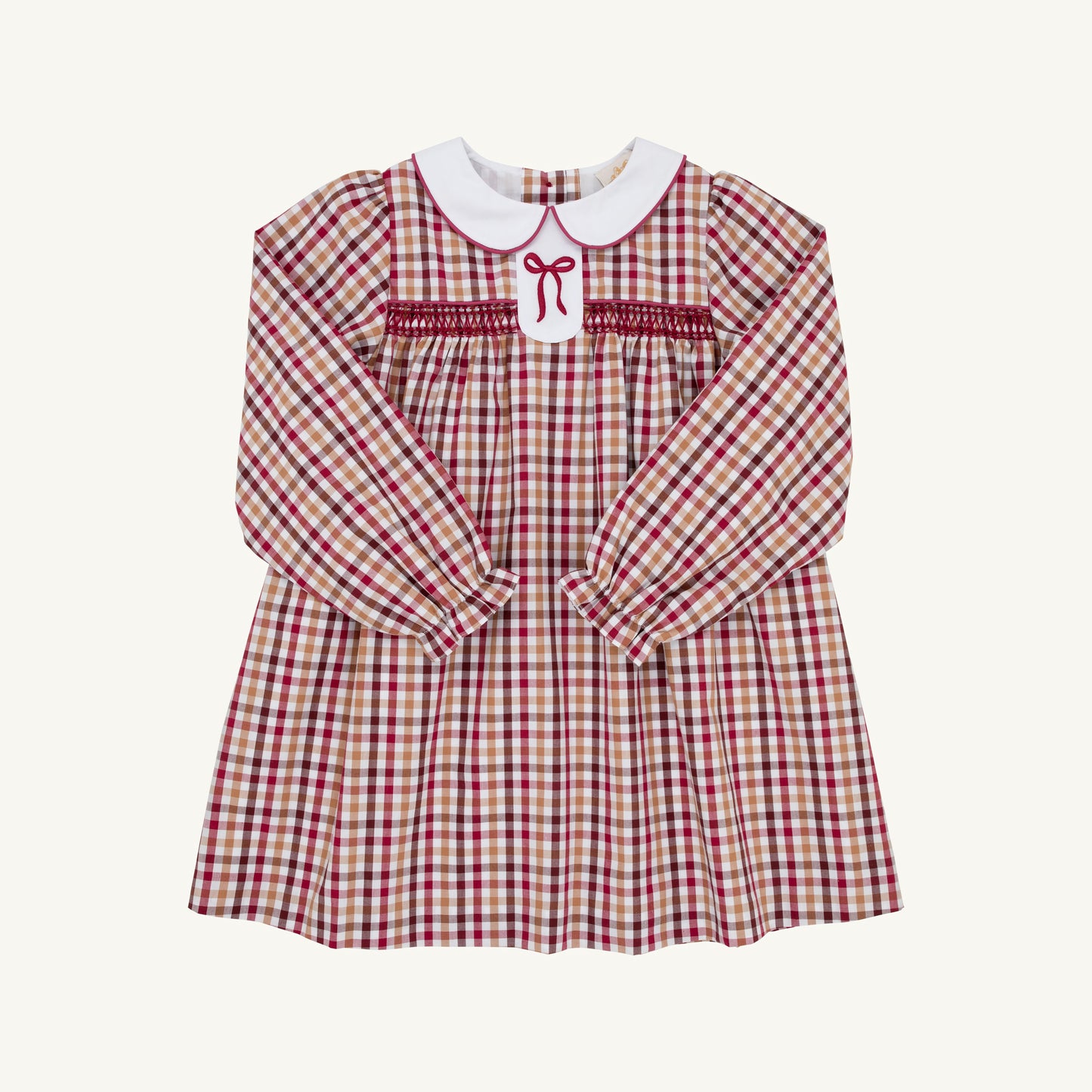 Long Sleeve Mary Dal Dress Easton Pond Plaid Worth Ave White