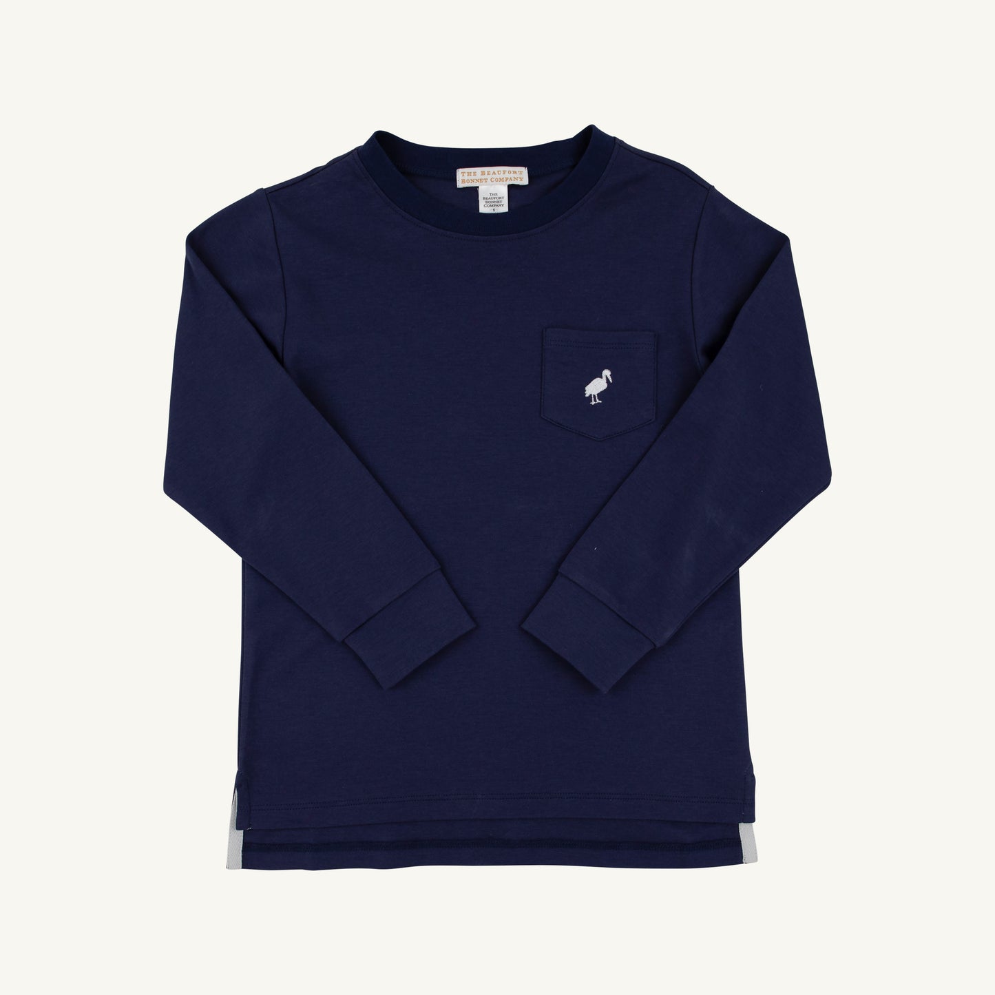 Long Sleeve Carter Crew Neck Nantucket Navy Worth Avenue White