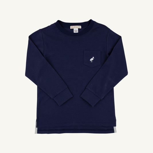 Long Sleeve Carter Crew Neck Nantucket Navy Worth Avenue White