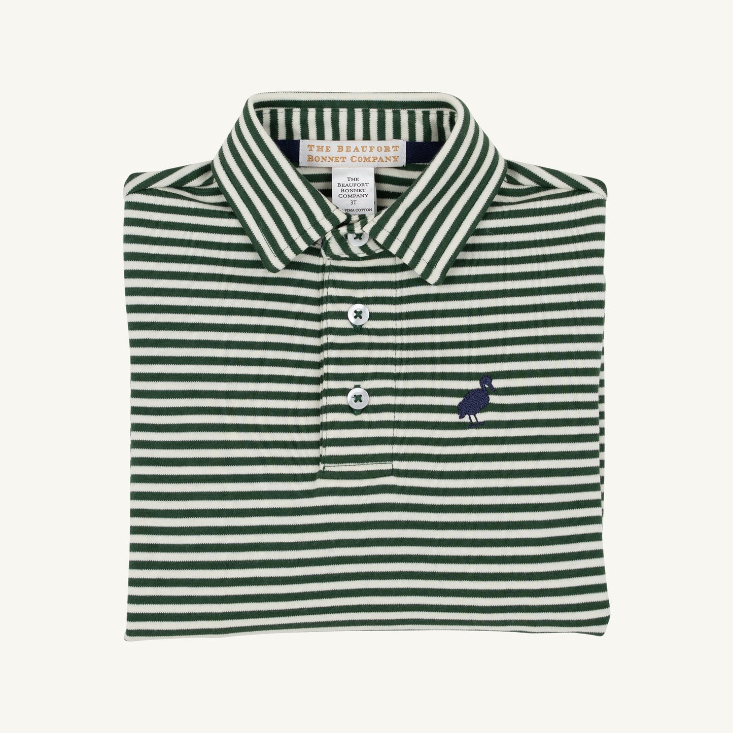 Long Sleeve Prim & Proper Polo & Onesie Grier Green Palmetto Pearl Stripe Nantucket Navy