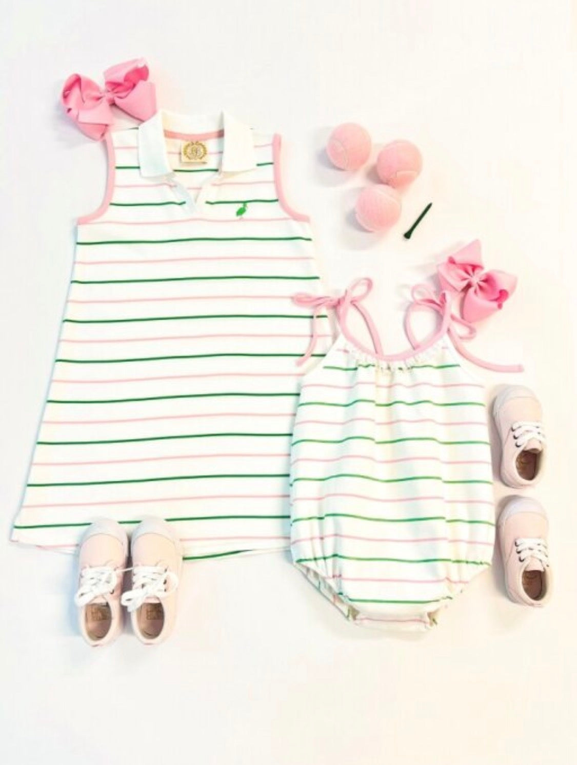 Junie B Bubble Pima Tradd Street Stripe with Pier Party Pink