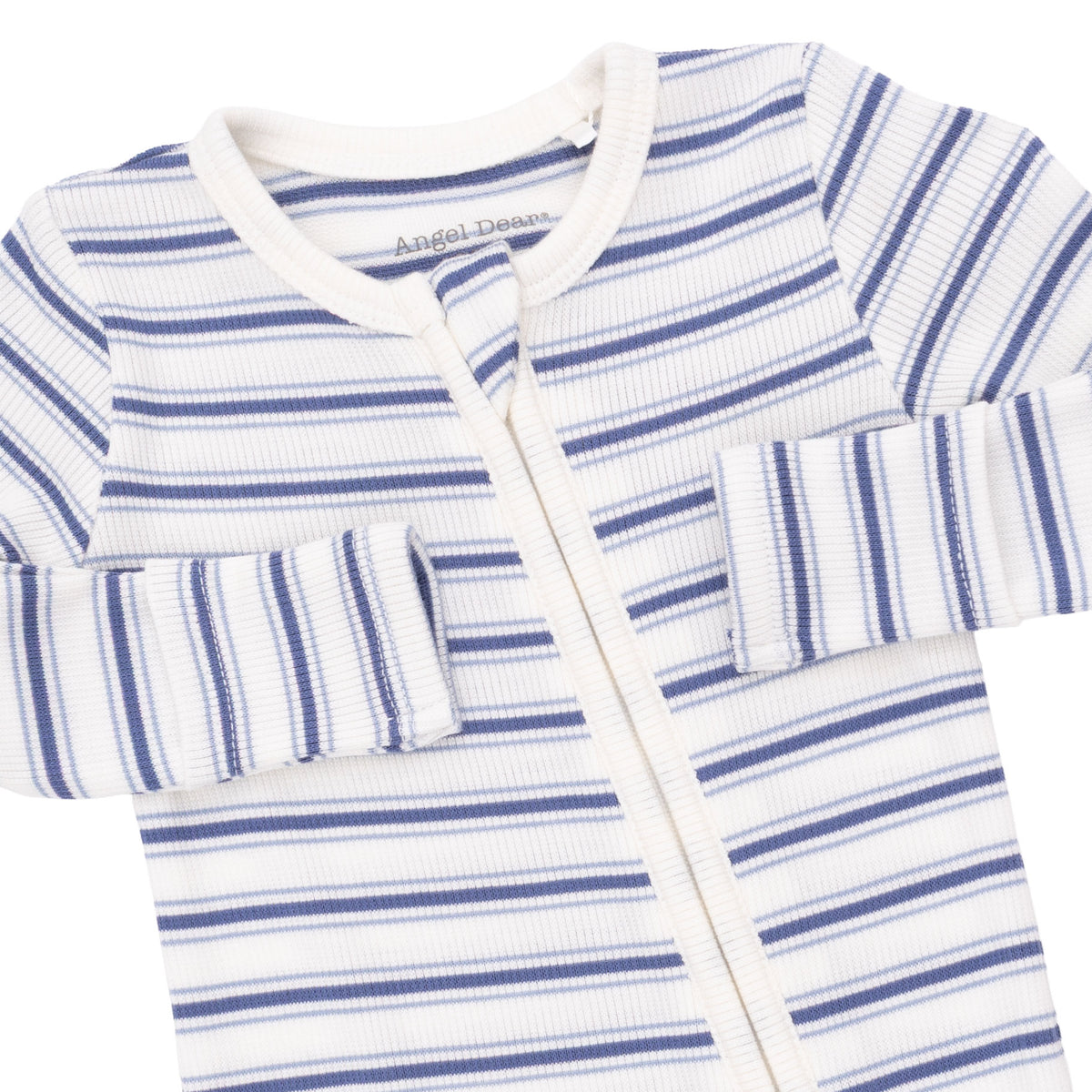 Vintage Stripe Blue 2 Way Zipper Footie